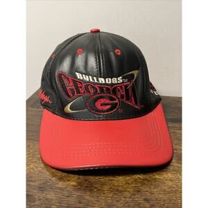 VTG Georgia Bulldogs NCAA‎ All Leather Adjustable Strap Modern Hat Made In USA